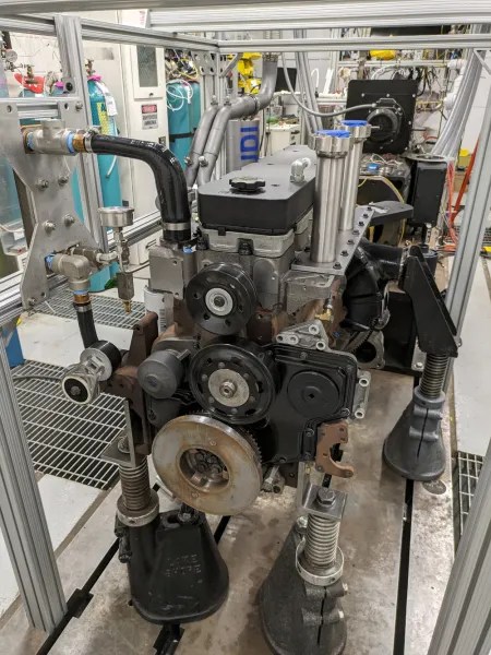 An ammonia-powered engine in a laboratory at the University of Minnesota.