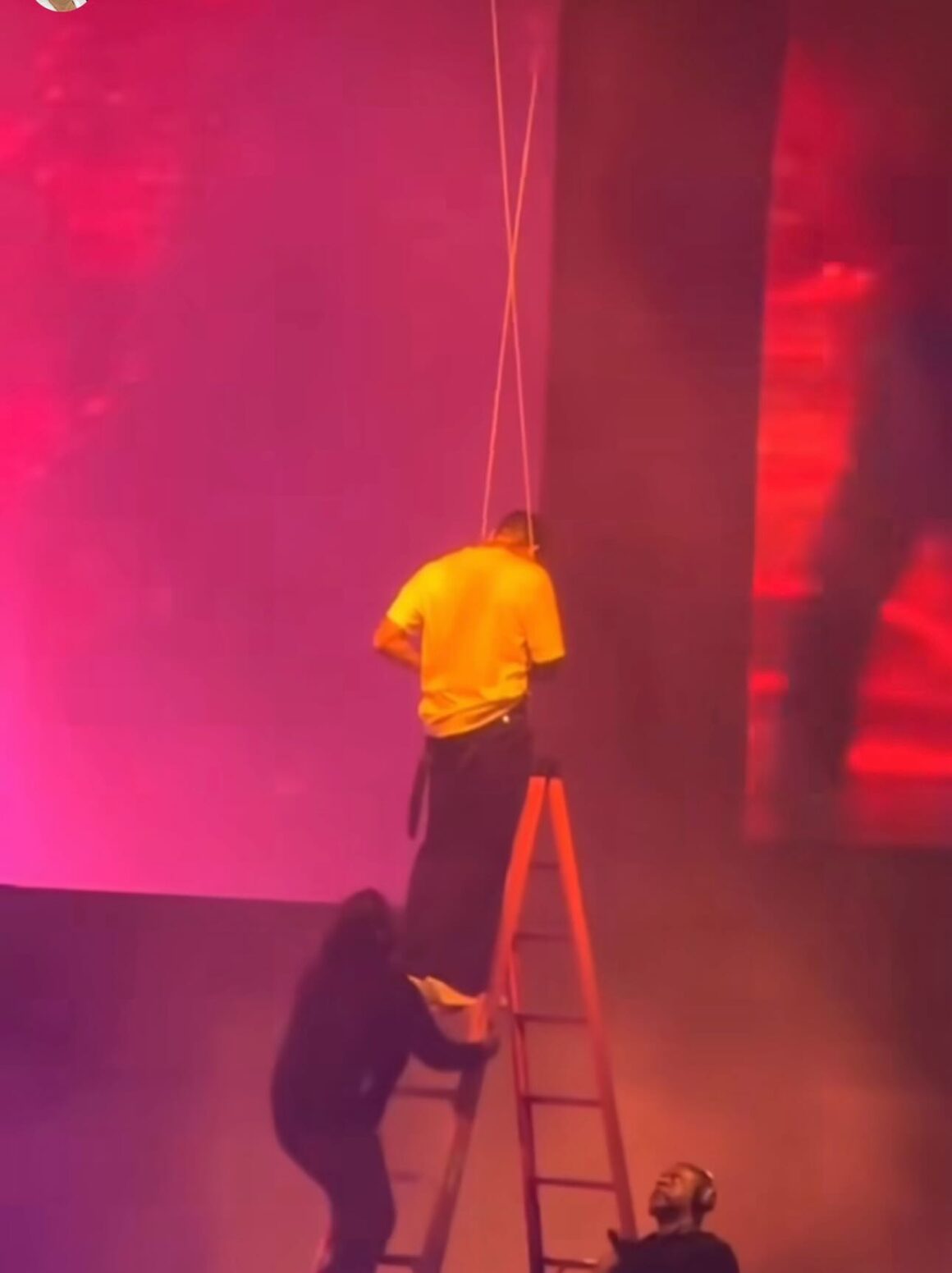 Chris Brown gets stuck suspended in the air during concert
