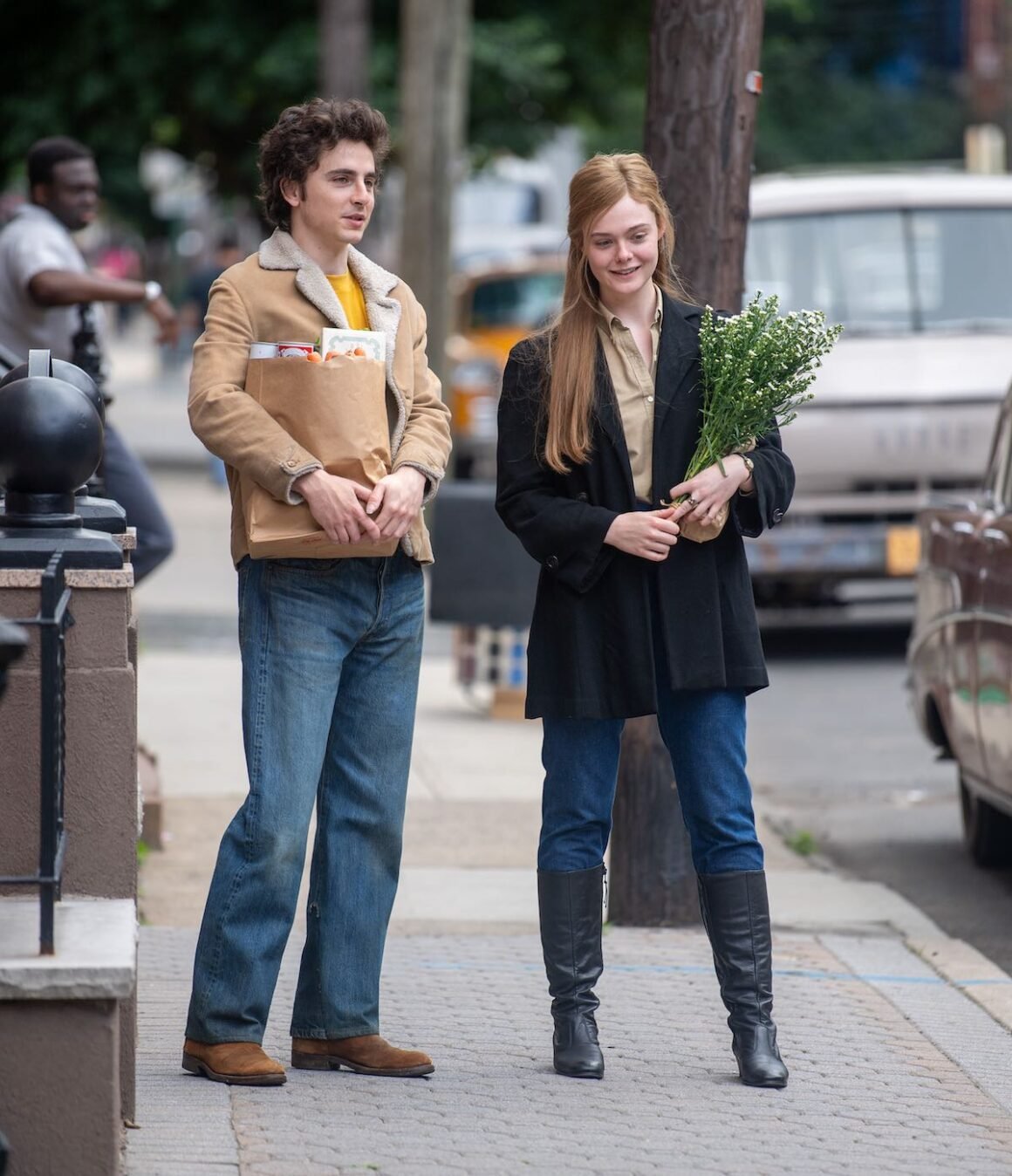 Timothee Chalamet And Elle Fanning Film 'A Complete Unknown' In Hoboken